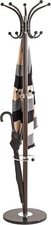 HAKU Coat Rack, brown, chrome, marble, metal - Dimensions: H 171 cm x Ø 39 cm, Style: Modern