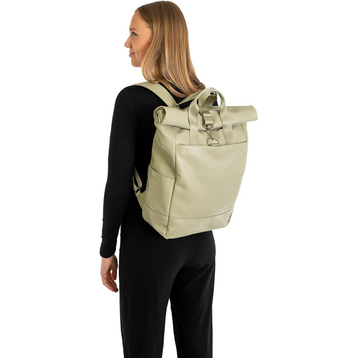 Рюкзак Expatrié Adele: елегантний ролтоп для жінок - універсальний, для роботи, на велосипеді, з відділенням для ноутбука (світло-зелений)