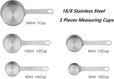 Smithcraft Copper Measuring Cup and Spoon Set, Dry Metal Measuring Cup Set for Cooking and Baking, Stainless Steel Measuring Cups and Spoons, 5 Measuring Cups and 6 Kitchen Measuring Spoons and Leveler, 11 Piece