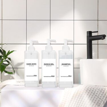 Набір дозаторів для мила Roselee (4 шт.), 500 мл, прозорі, для кухні та ванної кімнати