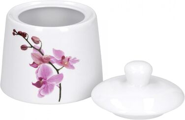 Набір цукерниці та молочника Van Well Kyoto, порцеляновий посуд з квітковим декором орхідеї, рожевий, 2 шт.