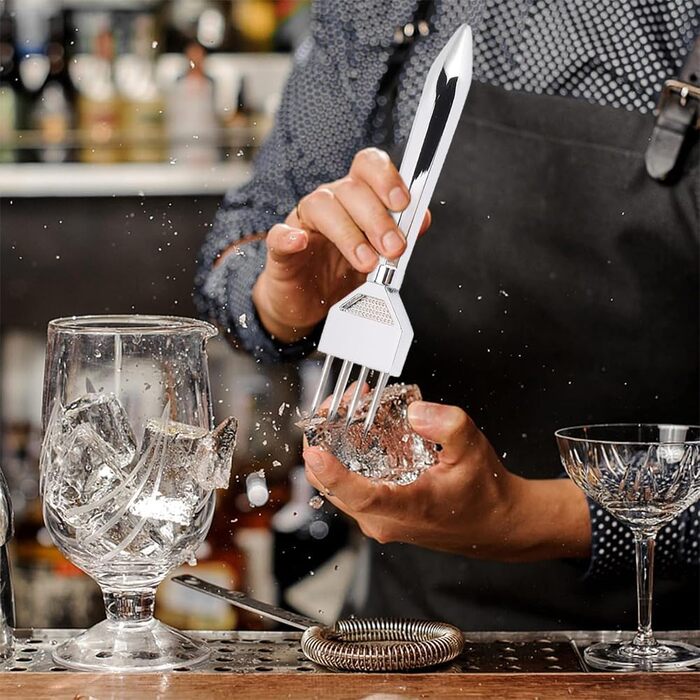 Stainless steel ice pick, 21.6 cm length, three tines, ice crusher for kitchen, bar, and restaurant
