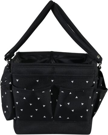 Everything Mary Blaugruner, geometric deluxe store and tote bag, organizer for crafts, sewing, paper, art, desk, canvas, accessories, storage with handles for travel (black and white triangle)