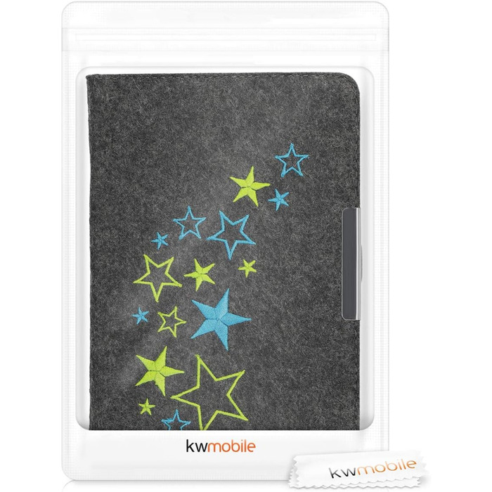Чохол kwmobile для Tolino Vision 1/2/3/4 HD: тканинний, з принтом зірок, світло-зелений, синій, темно-сірий