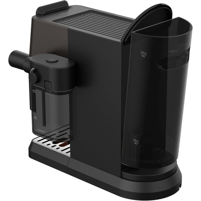 GRUNDIG KSM 5330 Espresso Machine with Integrated Milk Container, 1628 W Power, 15 bar Pump Pressure, Dual Nozzle, Color Touch Display, BrewSense, CreamyPro, Dark Inox/Black. With Milk Container