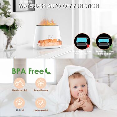 SALKING Аромадифузор 2-в-1 з підсвічуванням, ефект полум'я, для ефірних олій, 150 мл (білий)