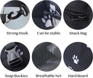 Автокрісло для собак, водонепроникне, дихаюче, для малих та середніх порід, безпечне, миється, переноска для тварин (рожевий колір, з візерунком кісток)