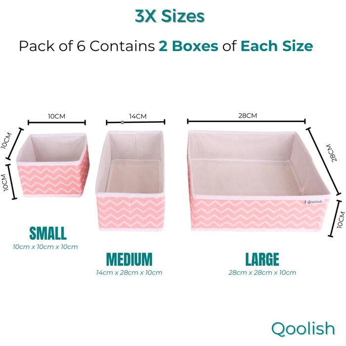 Qoolish Rosa Drawer Organizer, Set of 6 Sturdy Drawer Organizers to Sort Your Bedroom, Closet, and Drawer - Organize Your Space with our foldable