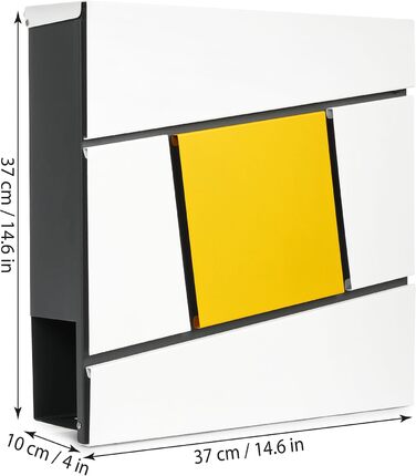 Поштовий ящик BRUBAKER Yellow Square з газетницею, жовтий - сучасний настінний поштовий ящик з алюмінію, 2 ключі, жовто-білий-антрацит