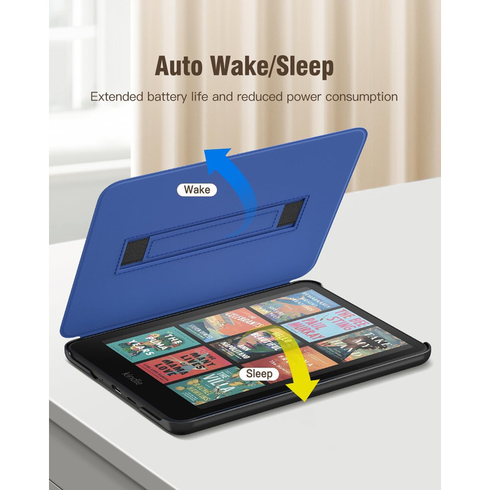 Чохол MoKo для Kindle Paperwhite (12-те покоління, 2024) та Kindle Colorsoft Signature Edition (2024), з регульованою підставкою та функцією авто-ввімкнення/вимкнення, Agave Grün (сірий ліс)