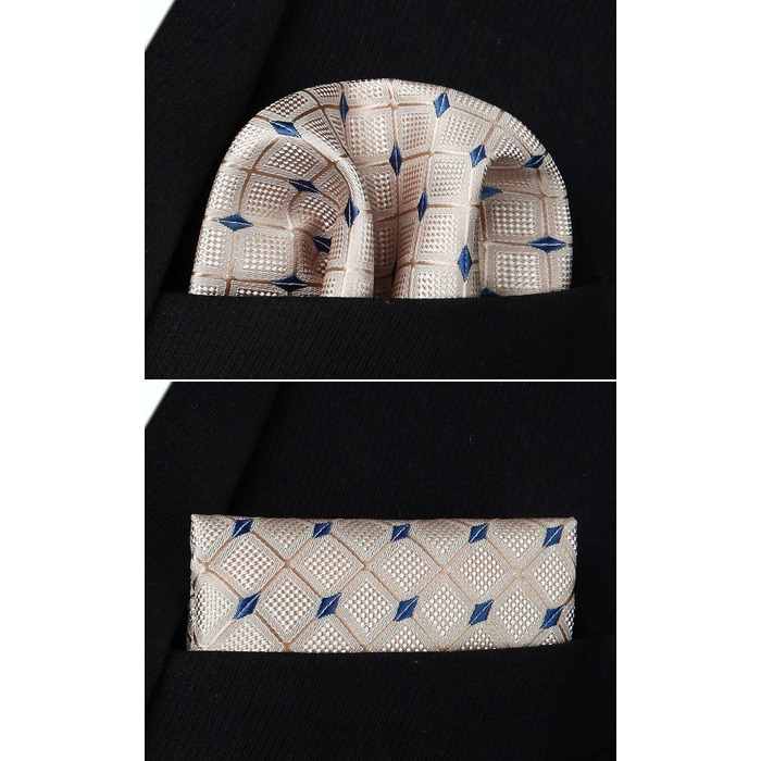 HISDERN Комплект краватки та нагрудного хустинки для чоловіків: стильний бежевий варіант для весілля та особливих подій