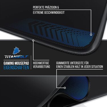 Килимок для миші TITANWOLF XXL Чорний 900 x 400 мм - великий килимок для геймінгу, покращена точність та швидкість