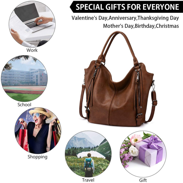 Комплект жіночих сумок Realer: велика шопер-сумка та сумка-месенджер зі шкіри, коричневий L, коричневий