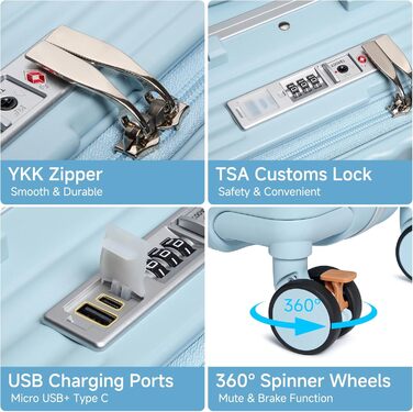 Набір валіз Sea Choice 2 в 1: Trolley 55/78 см, легкі, з TSA замком та тримачем для напоїв, зелений