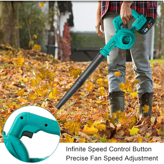 Акумуляторний повітродув сумісний з Makita 18V, для чищення ПК, прибирання снігу та листя