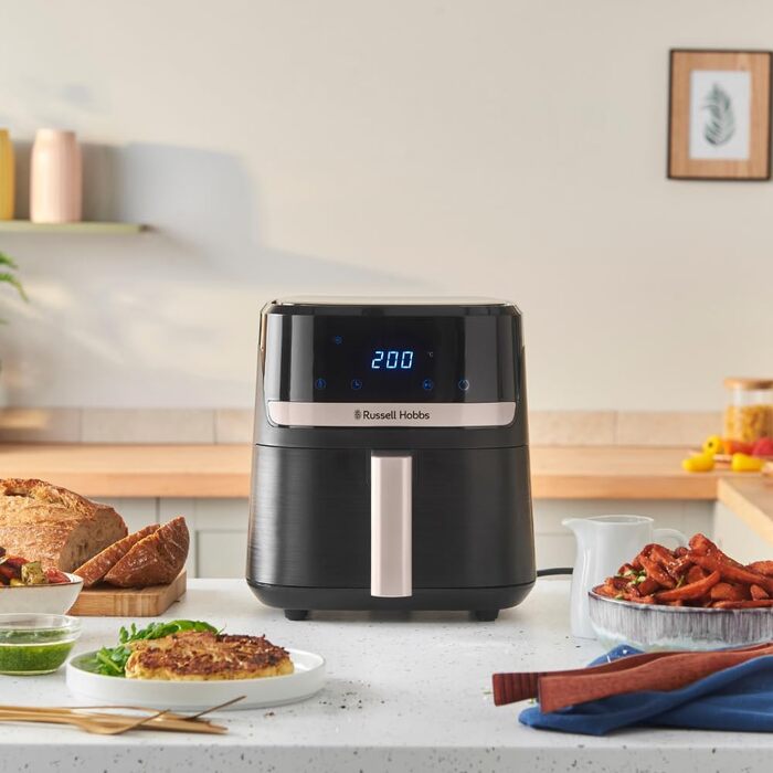 Russell Hobbs Rapid Air Fryer 4.3L - Quiet & Compact Air Fryer with 9 Programs, Touchscreen, Grill, Bake & Fry