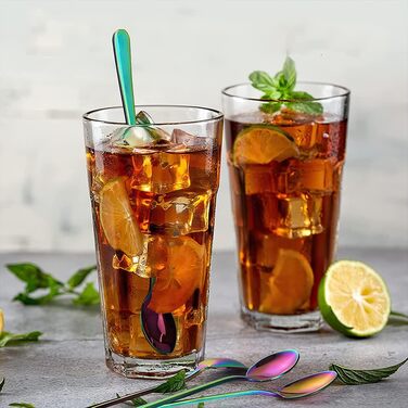 Набір ложок для лате AOOSY 8 шт., 22.7 см, нержавіюча сталь, довга ручка, для кави, коктейлів, десертів, айс-ті, 8 шт. сріблястого кольору (4 шт. кольорові)