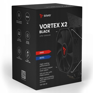 Повітряне охолодження процесора Savio SAVGCOVORTEXX2BLACK