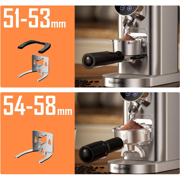 Електрична кавомолка Biolomix для еспресо з регулюванням помелу та контейнером для портафільтра (CG210-2)