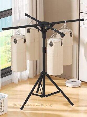 Сушарка для білизни Standtrockner Hoch Klappbar - розкладна сушарка для білизни з 4 крилами для балкона, в приміщенні та на вулиці (білий/чорний)