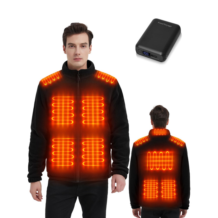 Обогрівальна куртка для чоловіків та жінок з Powerbank 18400 mAh, 10 зон обігріву, флісова куртка з акумулятором, тепла зимова куртка з обігрівом, L