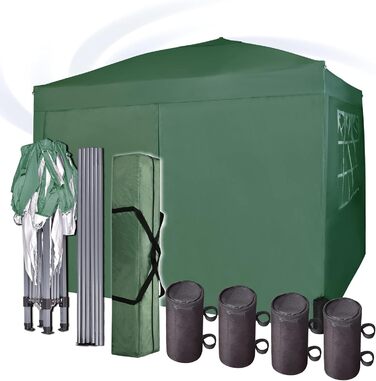 Pavilion with silver protective coating, waterproof, 3 x 3 m, White (Green)