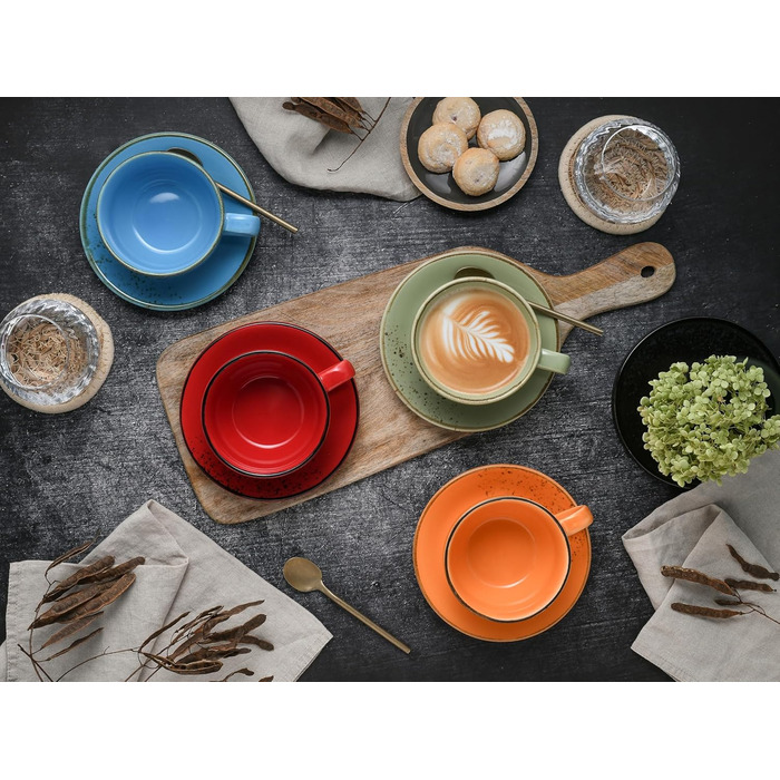 Набір посуду CreaTable Serie Nature Mediterran на 8 осіб для кави капучино, кераміка, для мікрохвильовки та посудомийки