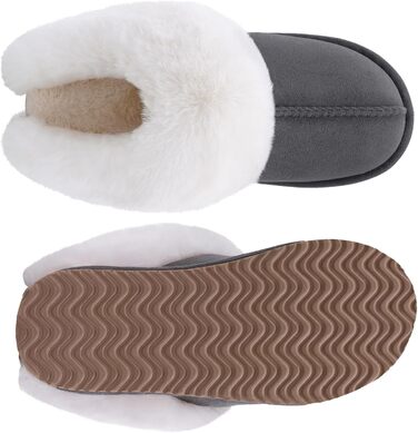 Жіночі домашні тапочки Litfun, зимові, теплі, з плюшу, пантолетти з замші, з пам'яттю, з штучним хутром, для дому та вулиці (сірі, 36/37 EU)