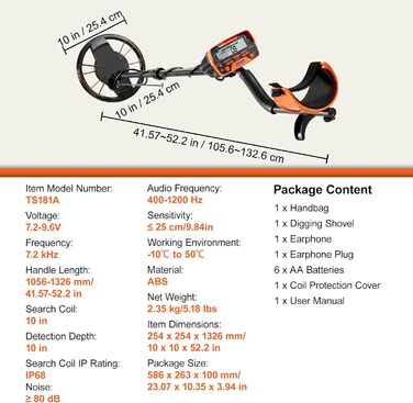 Металдетектор VEVOR Profi: професійний прилад для пошуку металу з котушкою 30 см, 7 режимів, водонепроникність IP68 (глибина занурення до 3 м), золотий шукач, регульована ручка, Bluetooth-гарнітура, точне визначення місця розташування (25,4 см)