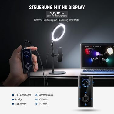 NEEWER Кольцеве світло 80 см 18 Вт з штативом та тримачем для телефону, для iPhone, стрімінгу, відеоконференцій, Zoom, RH8B