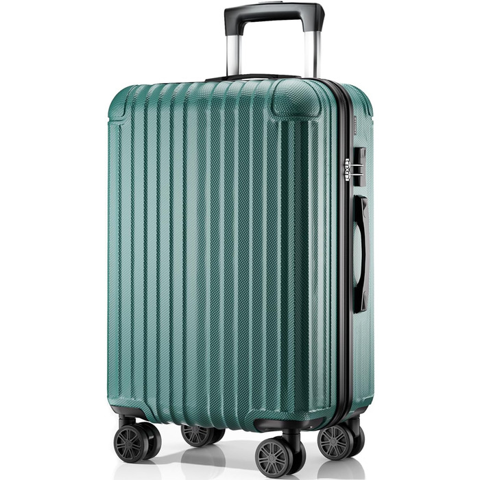 Набір валіз 3 в 1, жорсткий корпус, валізи та ролери з 4 колесами та кодовим замком, ручна валіза, темно-зелений набір