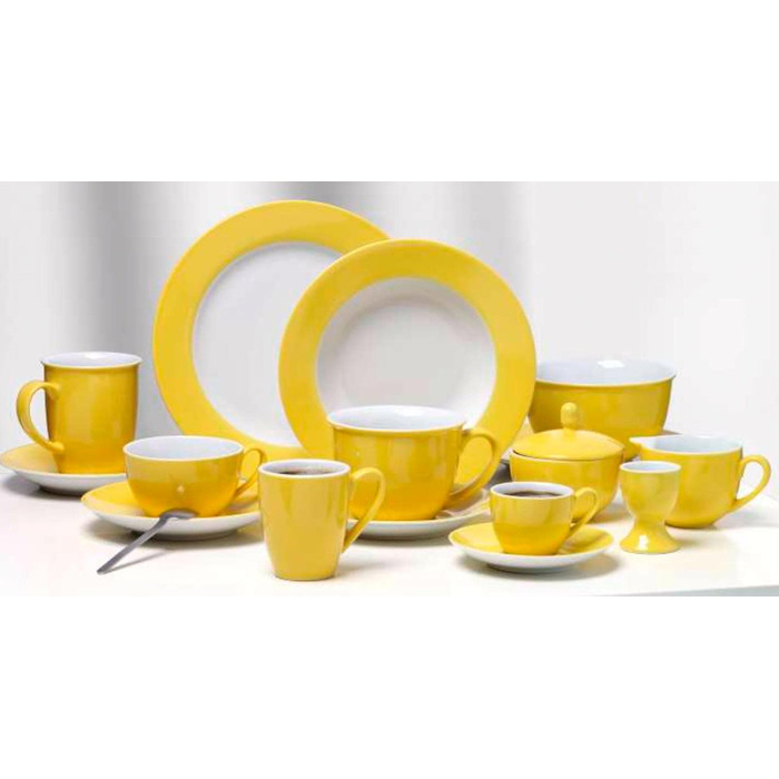 Ritzenhoff & Breker Milk & Sugar Set Doppio, Yellow, Milk Jug/Pourer 170 ml, Sugar Bowl ø 9 cm, made of porcelain, dishwasher safe