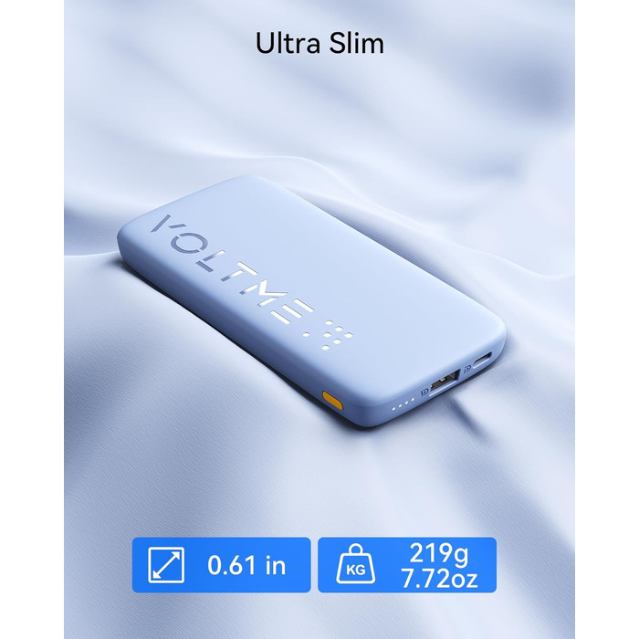 Power Bank VOLTME 10000mAh з USB C та USB A, PD3.0, LED-дисплеєм. Сумісний з iPhone, iPad, Samsung, Huawei, чорний