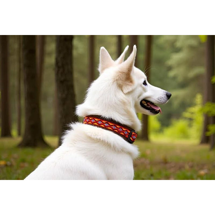 Нашийник для собак Extra-Wide & Soft з неопреновою підкладкою (XS, 32-37 см) - Червоно-кольоровий на коричневому