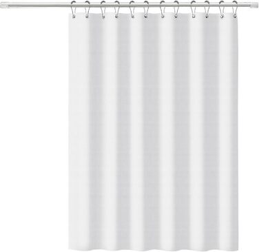 Шторка для душу Uniclife Біла, 180x180 см, вафельна текстура, водовідштовхувальна, 100% поліестер, з 12 нержавіючими люверсами, з 12 металевими гачками та обтяженим краєм, H183 x B183 см (1 шт.)