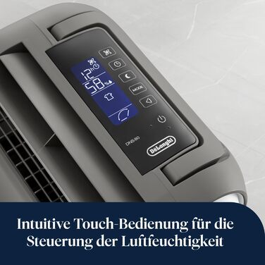 Зволожувач повітря De'Longhi Tasciugo AriaDry Light - портативний, з іонізацією, технологія цеоліту, 7.5 л/день, сушка білизни, сірий (DNS65)