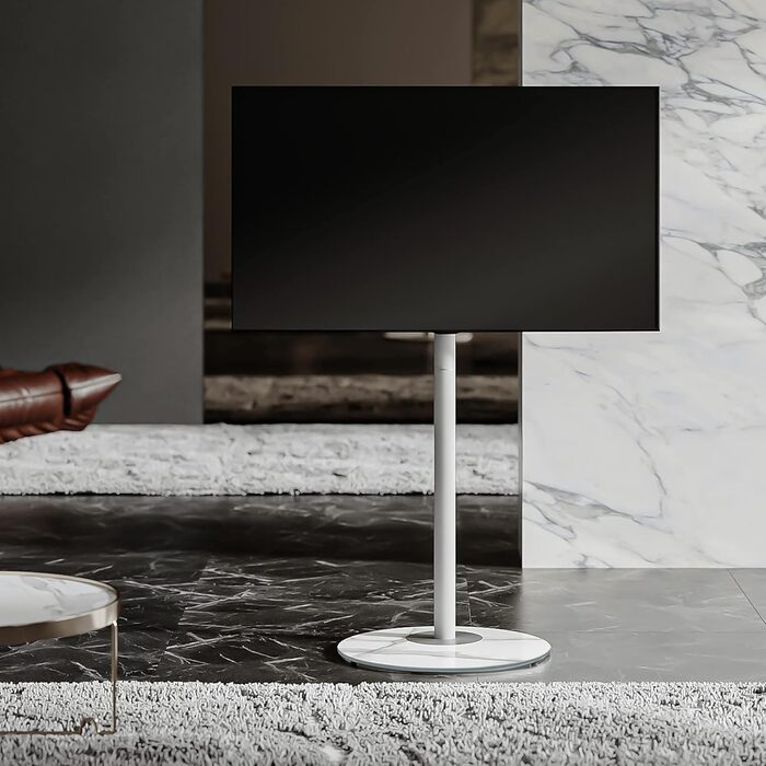 FITUEYES Adjustable Height & Swivel TV Stand for 32-60 inch TVs - White, VESA 400x400