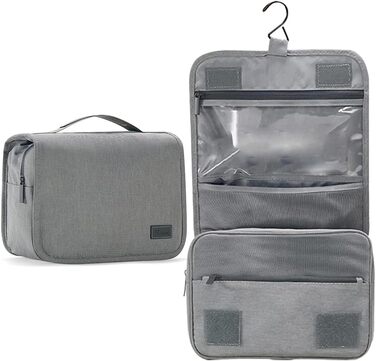 Чоловіча та жіноча сумка-органайзер для косметики та туалетних аксесуарів - велика дорожня сумка для підвішування, бежевого кольору (сірий відтінок)