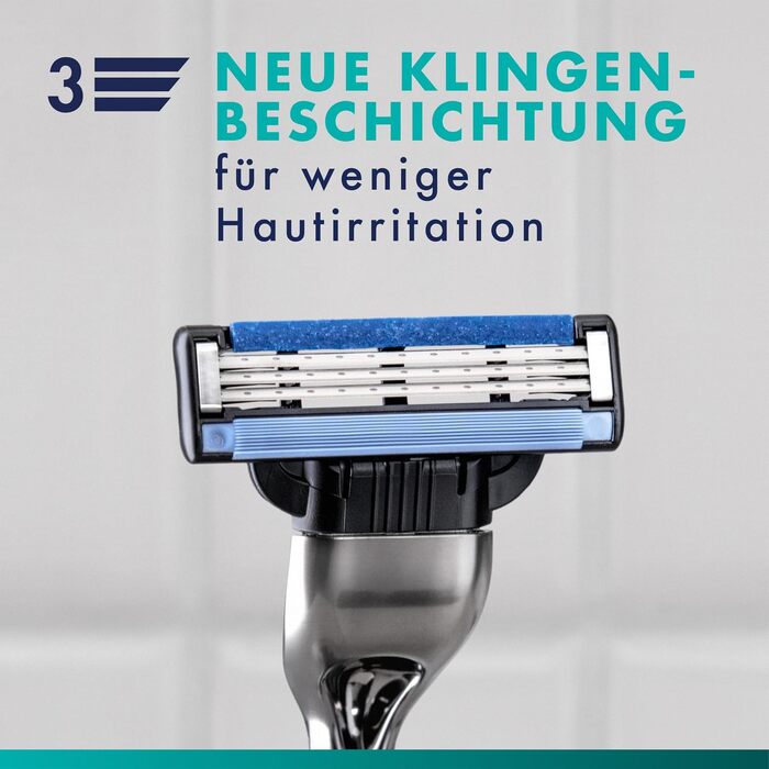 Бритва Gillette Mach 3 Standard для чоловіків, металевий корпус, синій/сірий, набір: станок + 12 змінних касет