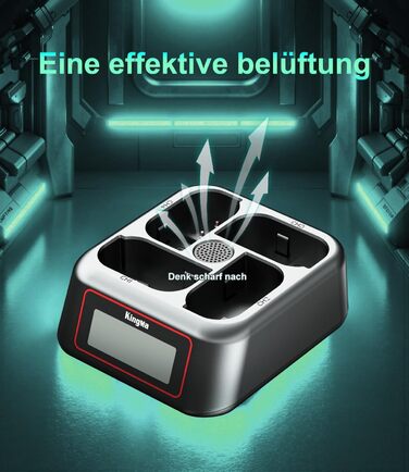 Зарядний пристрій King Ma для акумуляторів камер, 4-канальний, 45W PD, LED-дисплей, сумісний з Sony A7III/A7IV/A7RIII/A7RV/A7C/A7CII/A6700/A9/A9III/A1/ZV-E1/FX3/FX30 (DMW-BLK22)