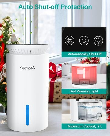 Електричний осушувач повітря 2000 мл, тихий осушувач для дому та офісу, проти вологи, 50㎡ (білий)