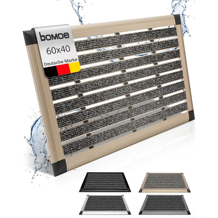 Aluminum Outdoor Doormat - 50x80 cm, Non-Slip, Rust-Proof - Bomoe AluGant Entrance Mat