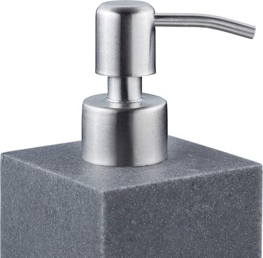 Дозатор для мила Relaxdays 300 мл, наповнюваний, для ванної/кухні, білий (сірий), полірезин, нержавіюча сталь