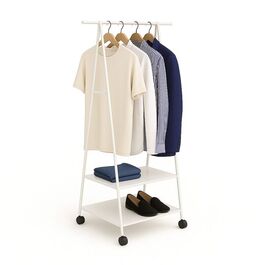 Relaxdays Clothes Rack with Wheels and 2 Shelves