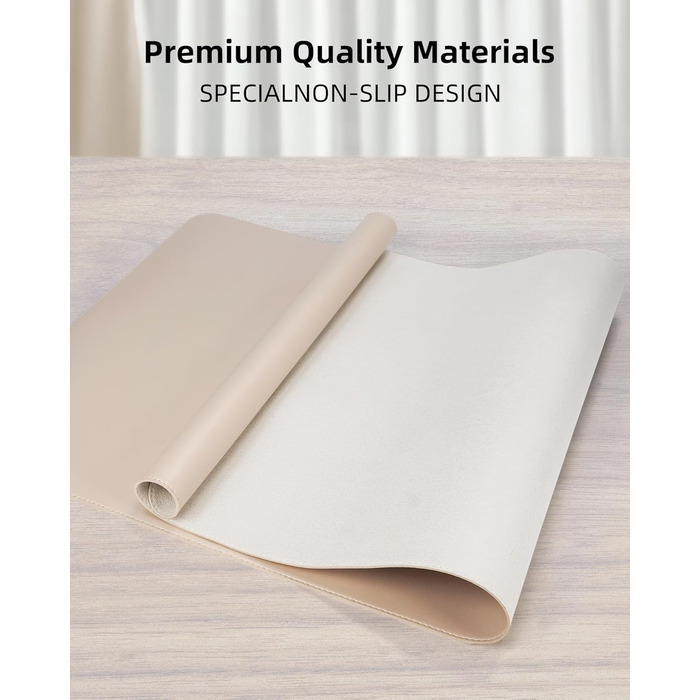 Підкладка на стіл для миші та ноутбука зі шкіри, бежева 90x43 см - захист столу для офісу та дому