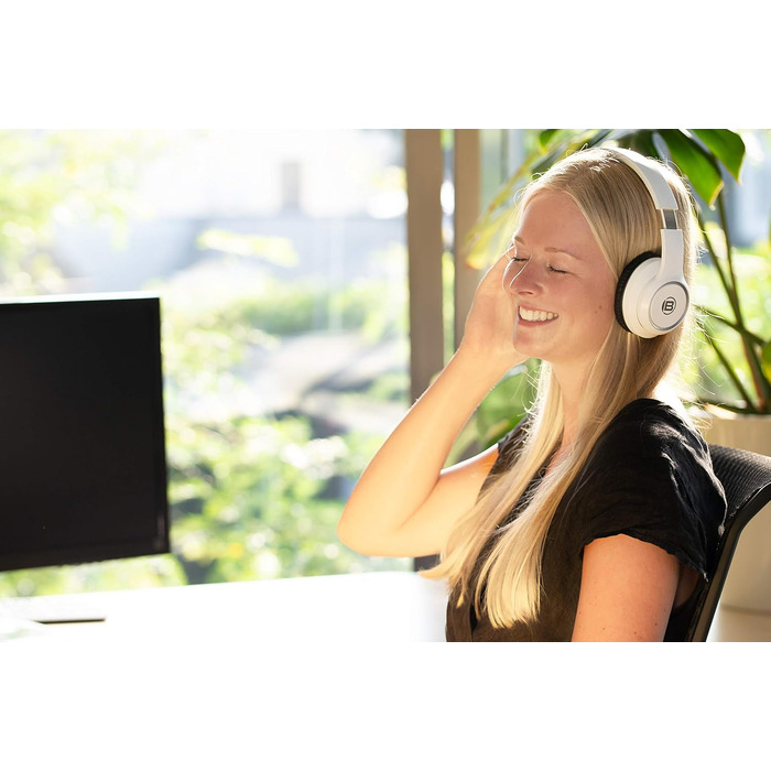 Навушники Bresser Bluetooth Over-Ear з мікрофоном для геймінгу та дзвінків, 3.5 мм, білі