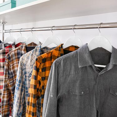 20 шт. плічок для штанів та одягу Utopia Home з дерев'яною перекладиною, білі. Стабільне та тонке виконання для пальто, костюмів, штанів та курток.