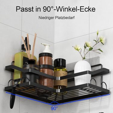 Набір кутових поличок для душу без свердління, 3 шт. з мильничкою, чорного кольору. Організатор для ванної кімнати з 12 гачками. Підходить для ванної та кухні.