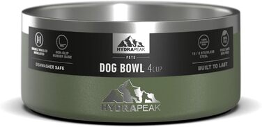 Миска для собак Hydrapeak, неслизька, з нержавіючої сталі, велика та маленька, 907 мл / 1,8 л, кілька розмірів, (4 чашки, Графіт) Сірий (Графіт//Nature's Delight) (Листя шавлії, 4 Cup)