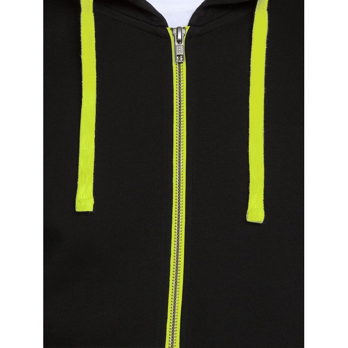 Чоловіча толстовка-худі на блискавці Jack & Jones Jjehomen Noos, Regular Fit, чорна з жовтими елементами, розмір XXL